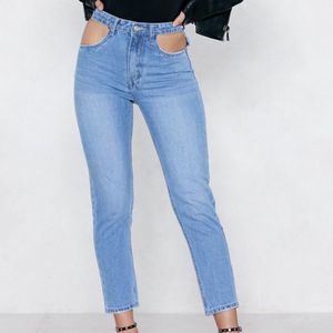 POCKET CUT OUT JEANS SIZE 8